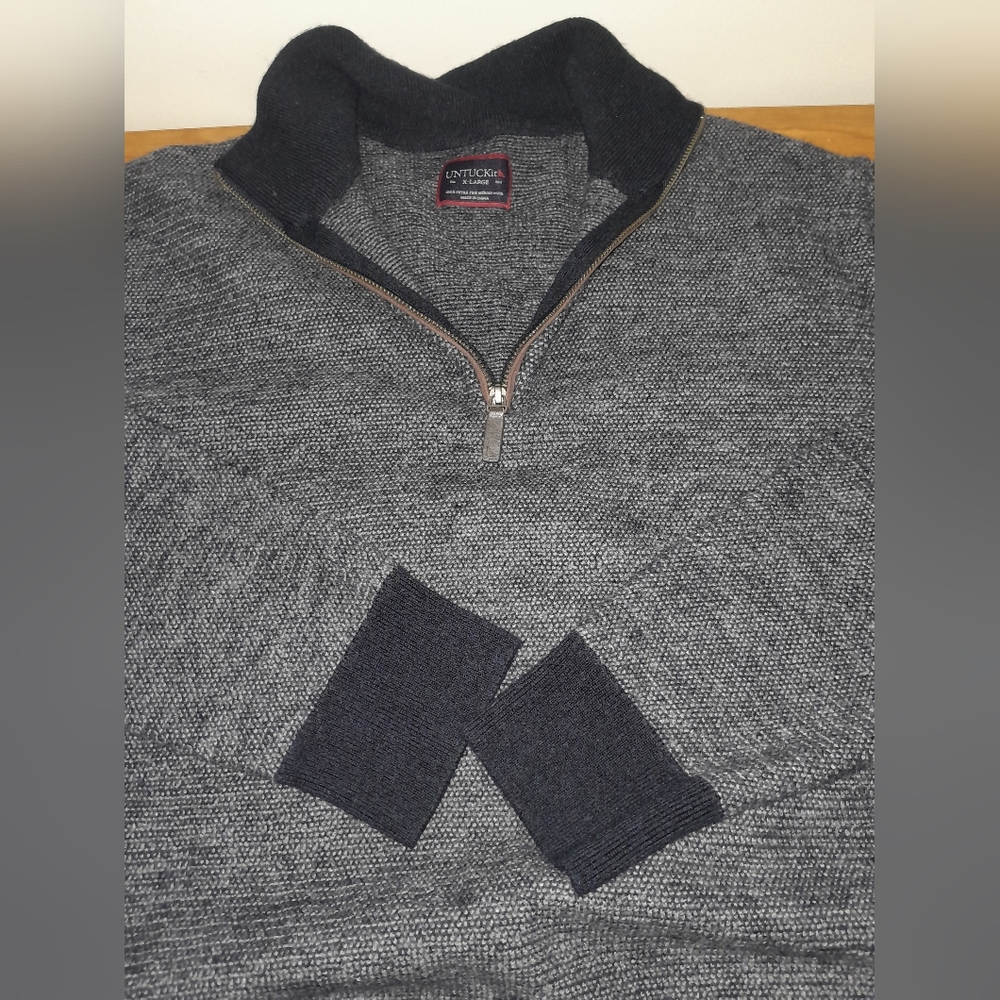Untuckit belguardo Jacquard extra fine merino wool men sweater 3/4 zip size XL